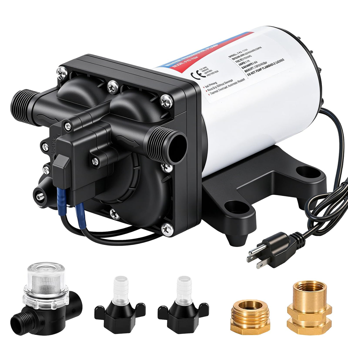 YoungTree water pressure diaphragm pump front view for compact RV and garden use.