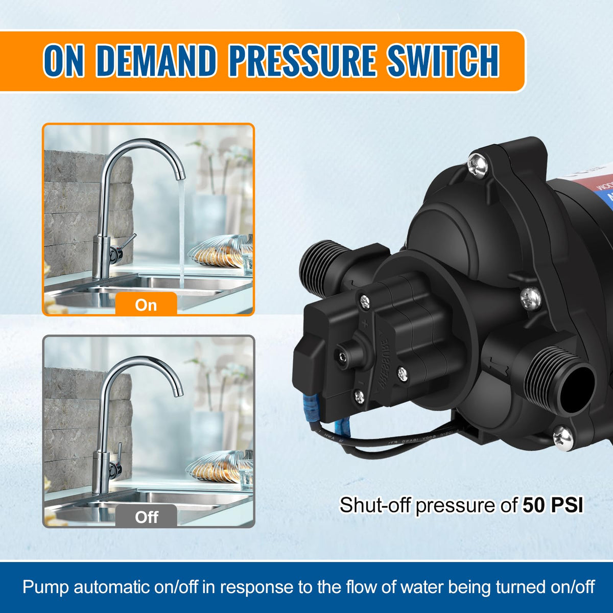 YoungTree water pump 50 PSI pressure switch for steady on-demand performance.