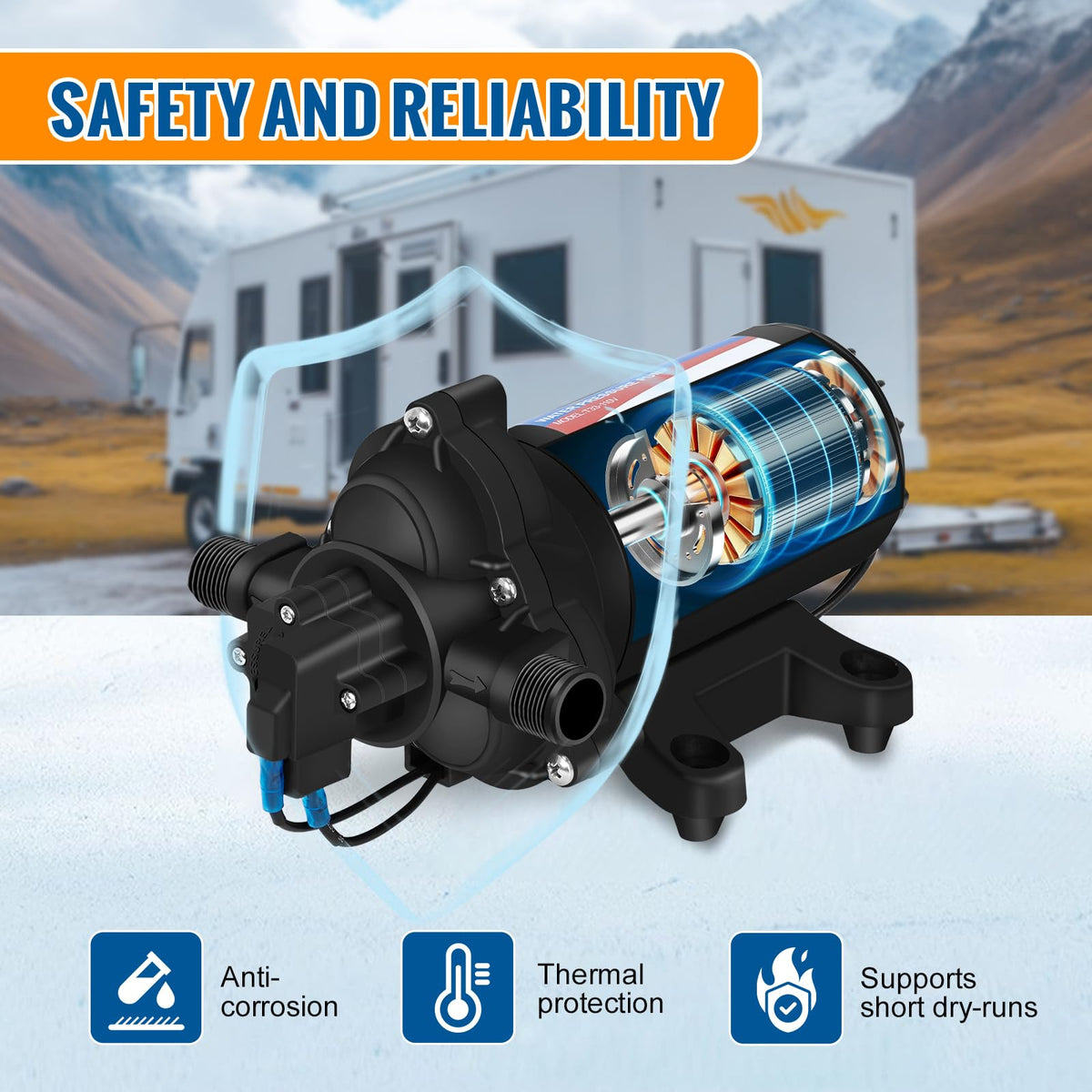 YoungTree water pump thermal overload protection keeps motor safe.