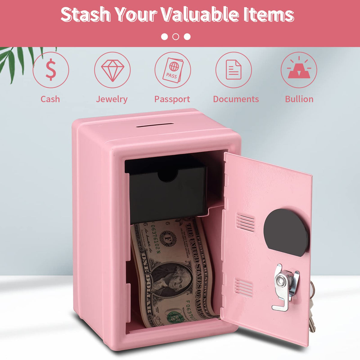 Top view of Younion money safe showing compact design