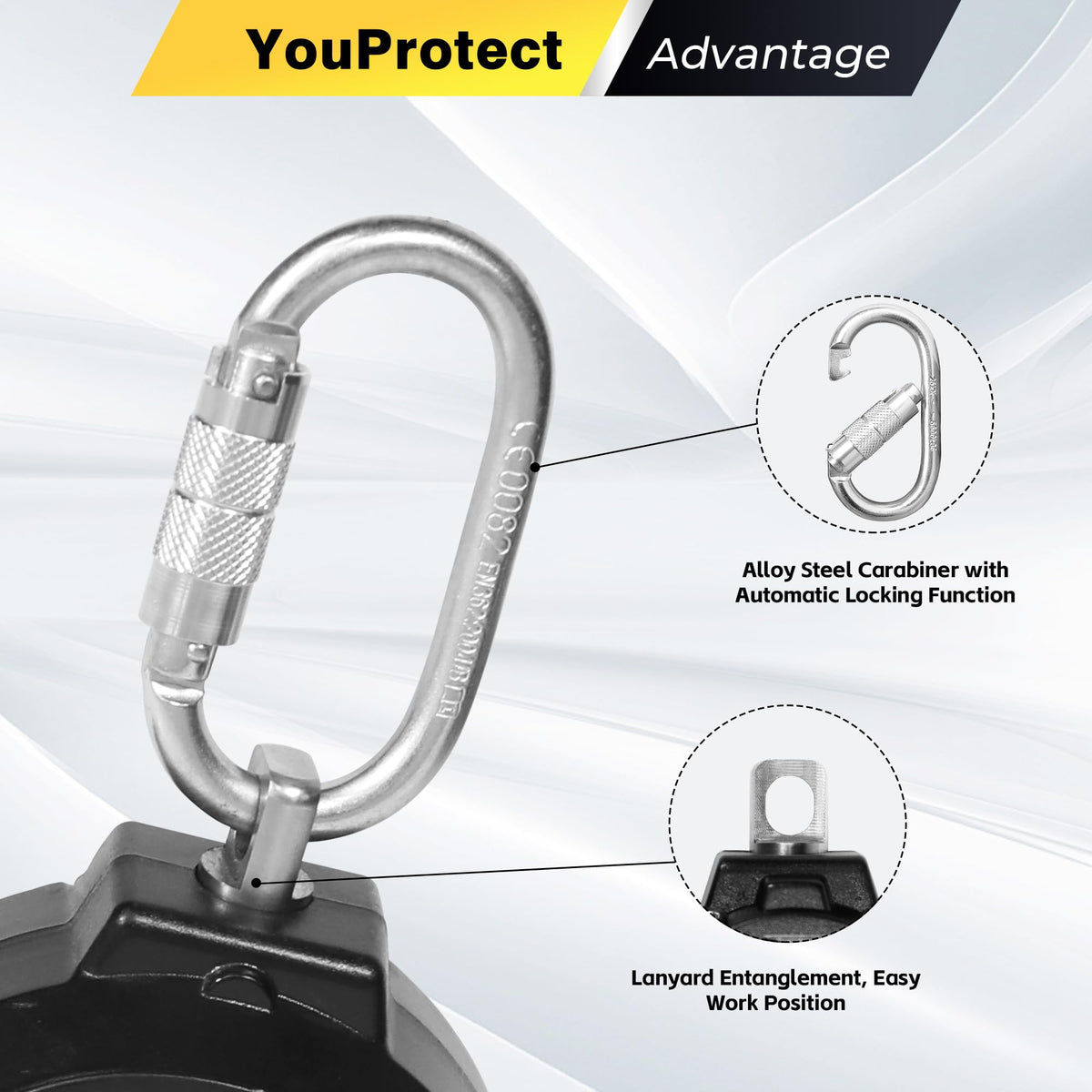 YouProtect OSHA ANSI compliant lanyard for job site safety.