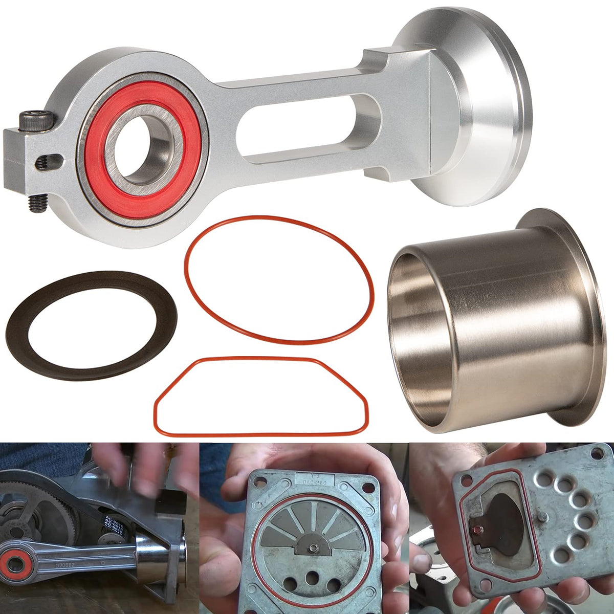Yoursme KK-4835 piston kit with connecting rod for craftsman and devilbiss, reliable maintenance.