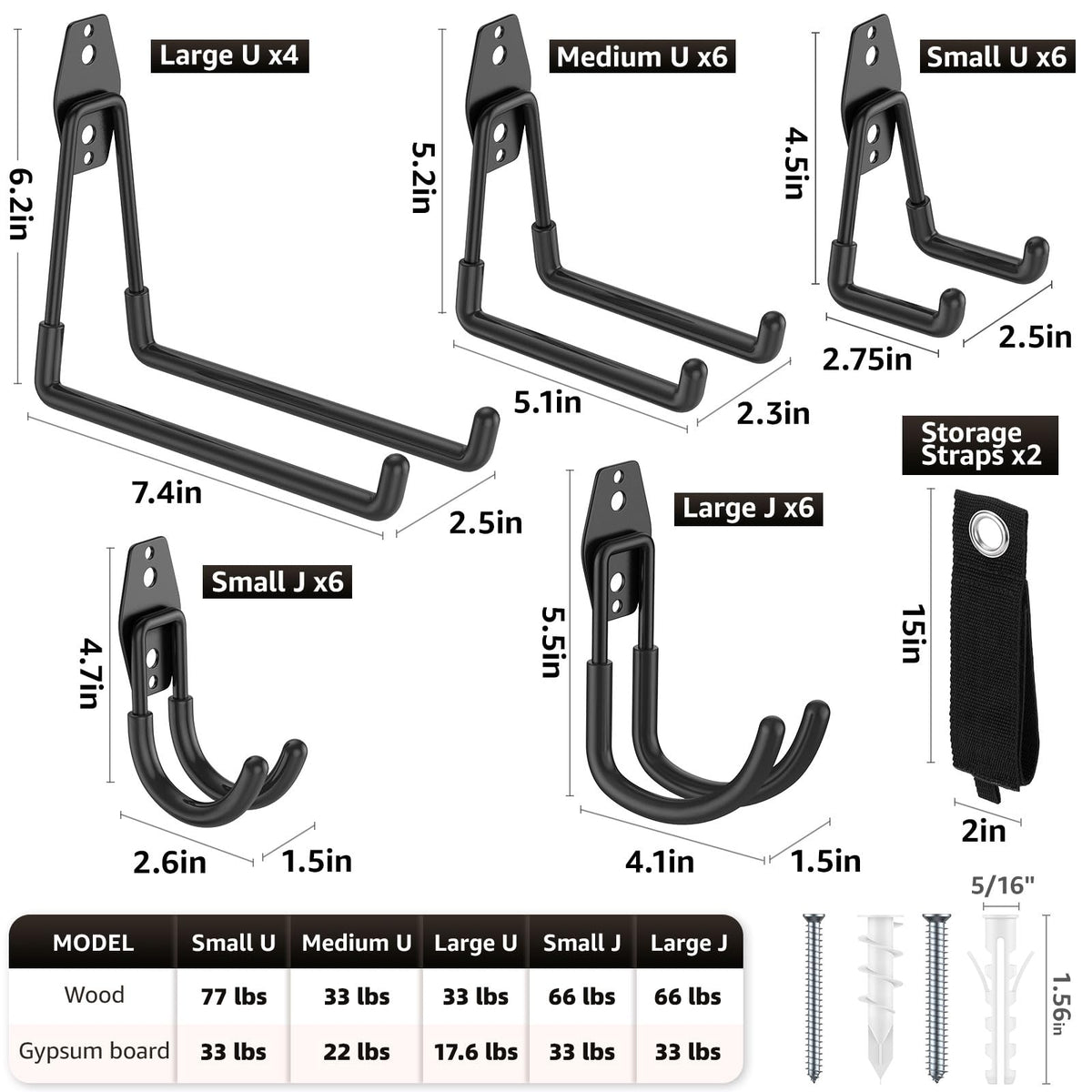 YouthZeal 30-pack hooks organize a garage for clutter-free floors.