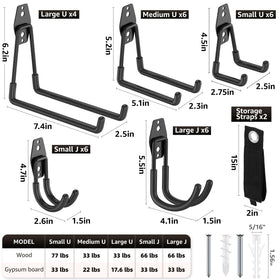 YouthZeal 30-pack hooks organize a garage for clutter-free floors.