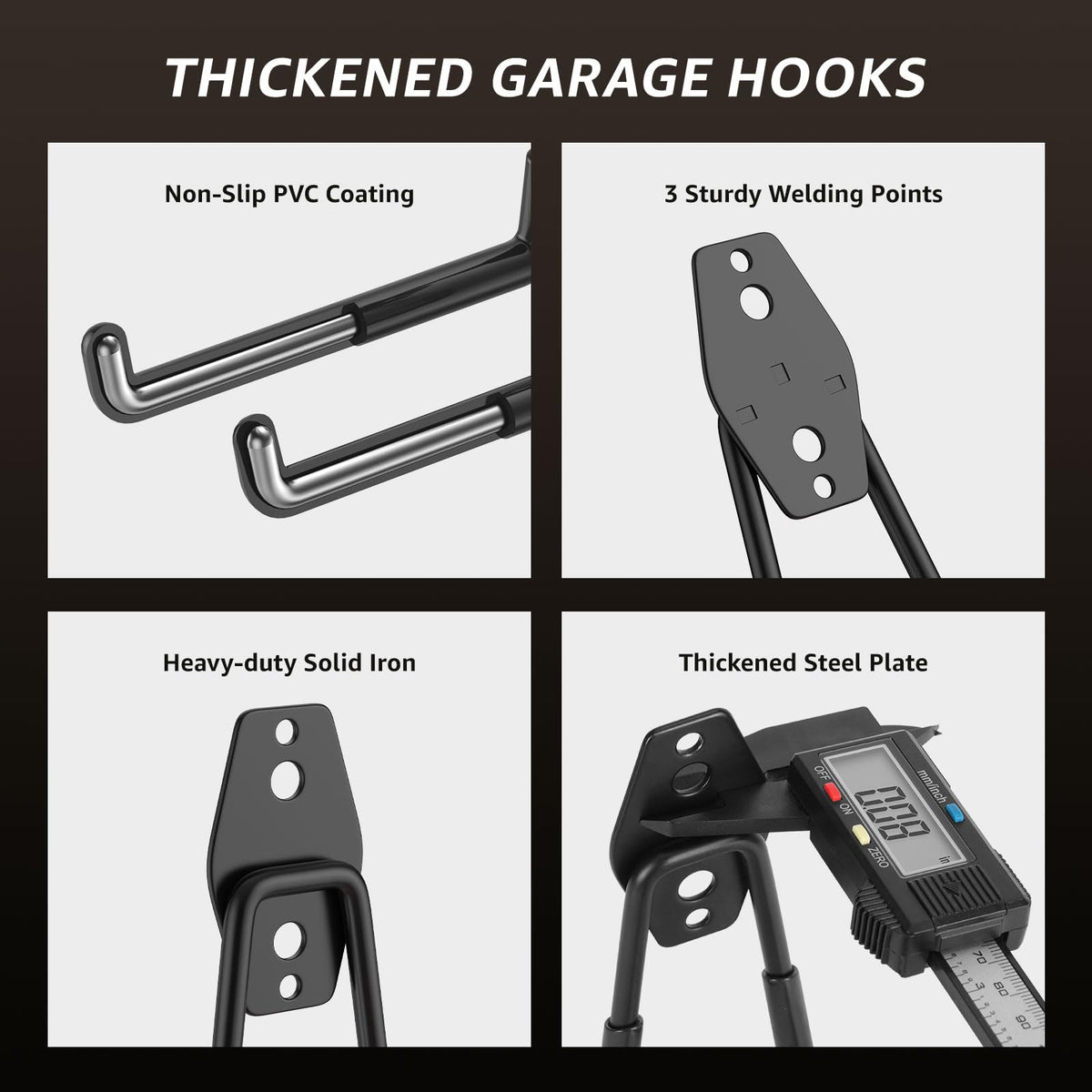YouthZeal ladder and tool hooks provide sturdy wall storage.