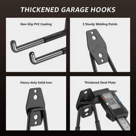 YouthZeal ladder and tool hooks provide sturdy wall storage.