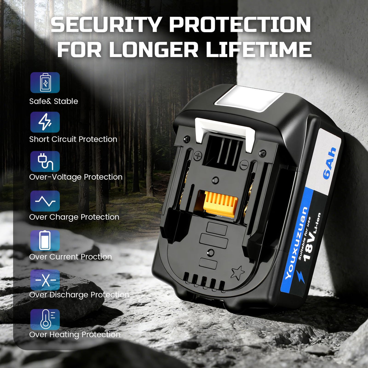Youxuzuan battery compatible with Makita tools for easy replacement.