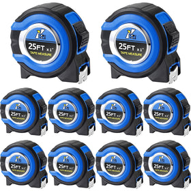 Youyole 25ft tape measure with fractions, easy read on blue case