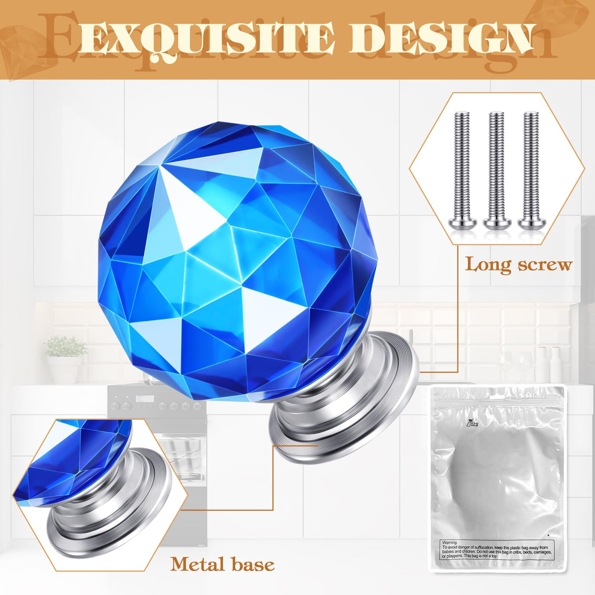 Youyole crystal knob close-up highlights diamond-cut details and shine.