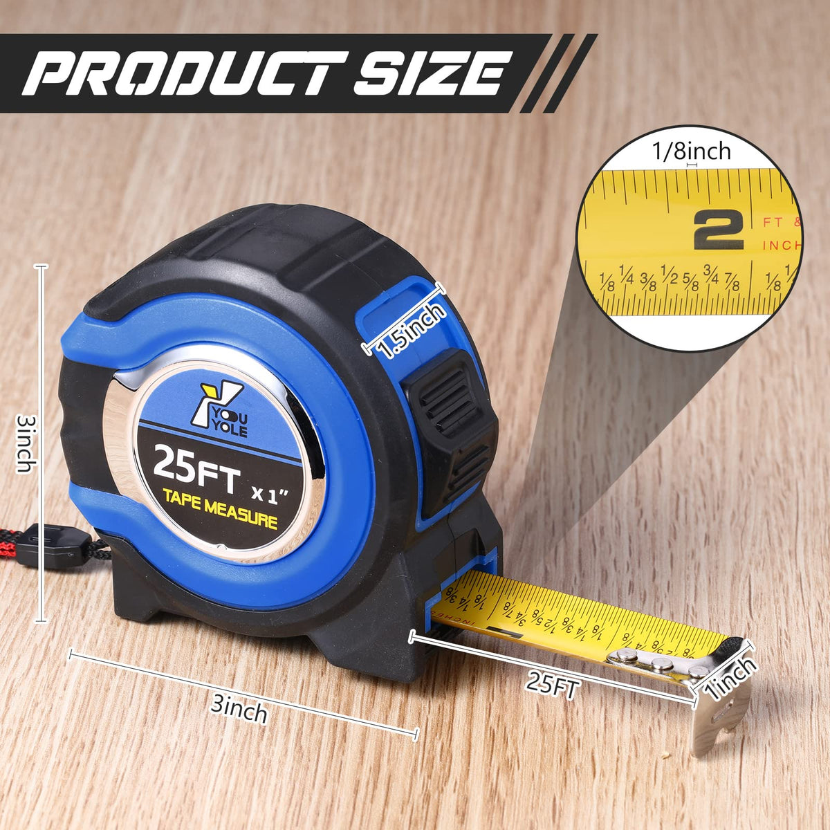 Youyole retractable tape measure with locking button for smooth use