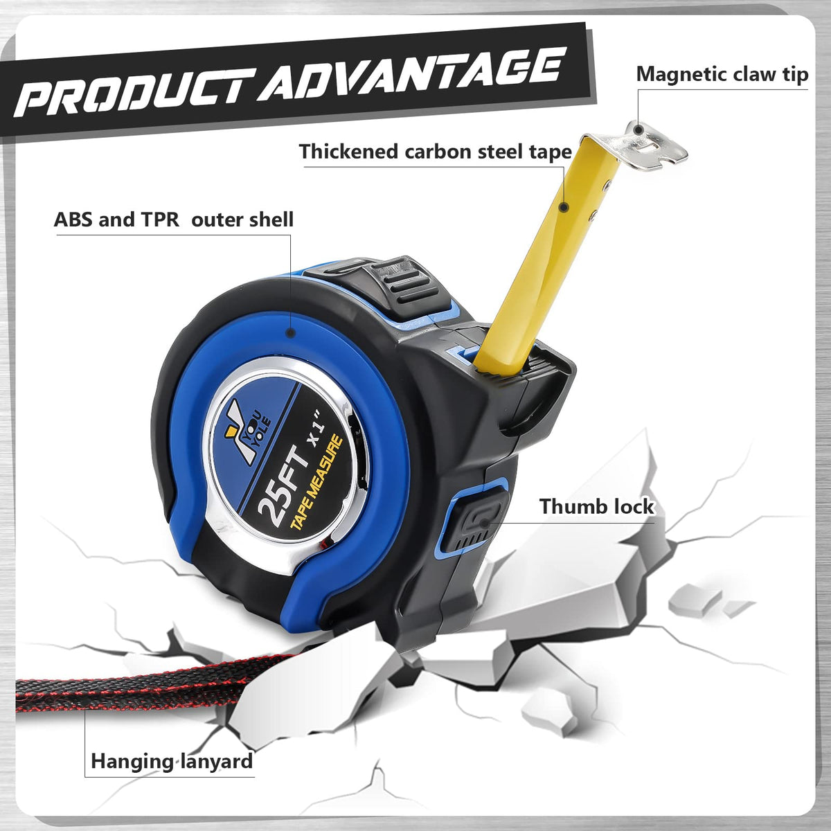 Youyole steel belt tape measure for durable reliability outdoors