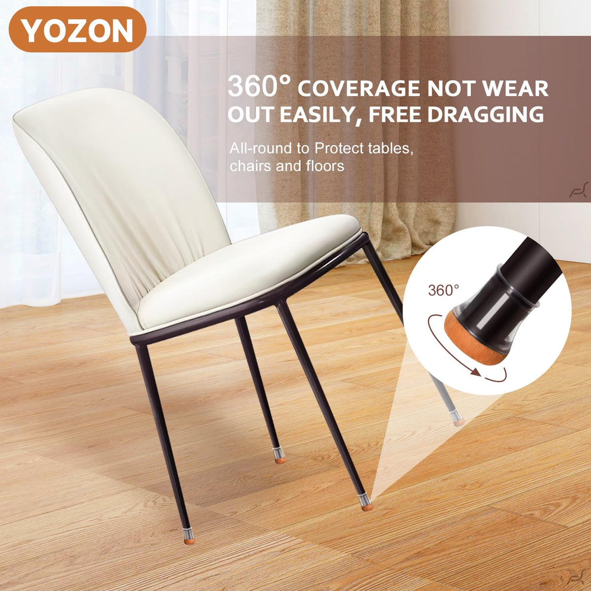 YOZON bottom felt pad enables smooth, quiet movement on floors