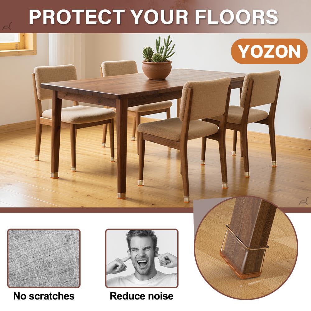 YOZON dining chair protectors glide smoothly to reduce floor noise