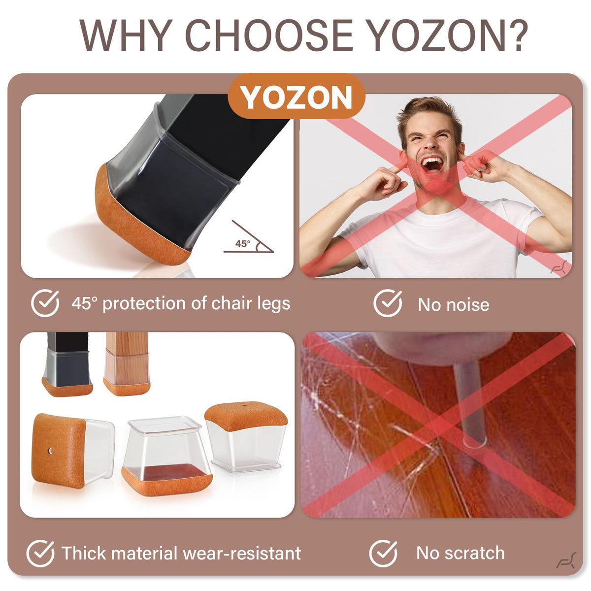 YOZON protects floors while minimizing chair scraping sounds during meals
