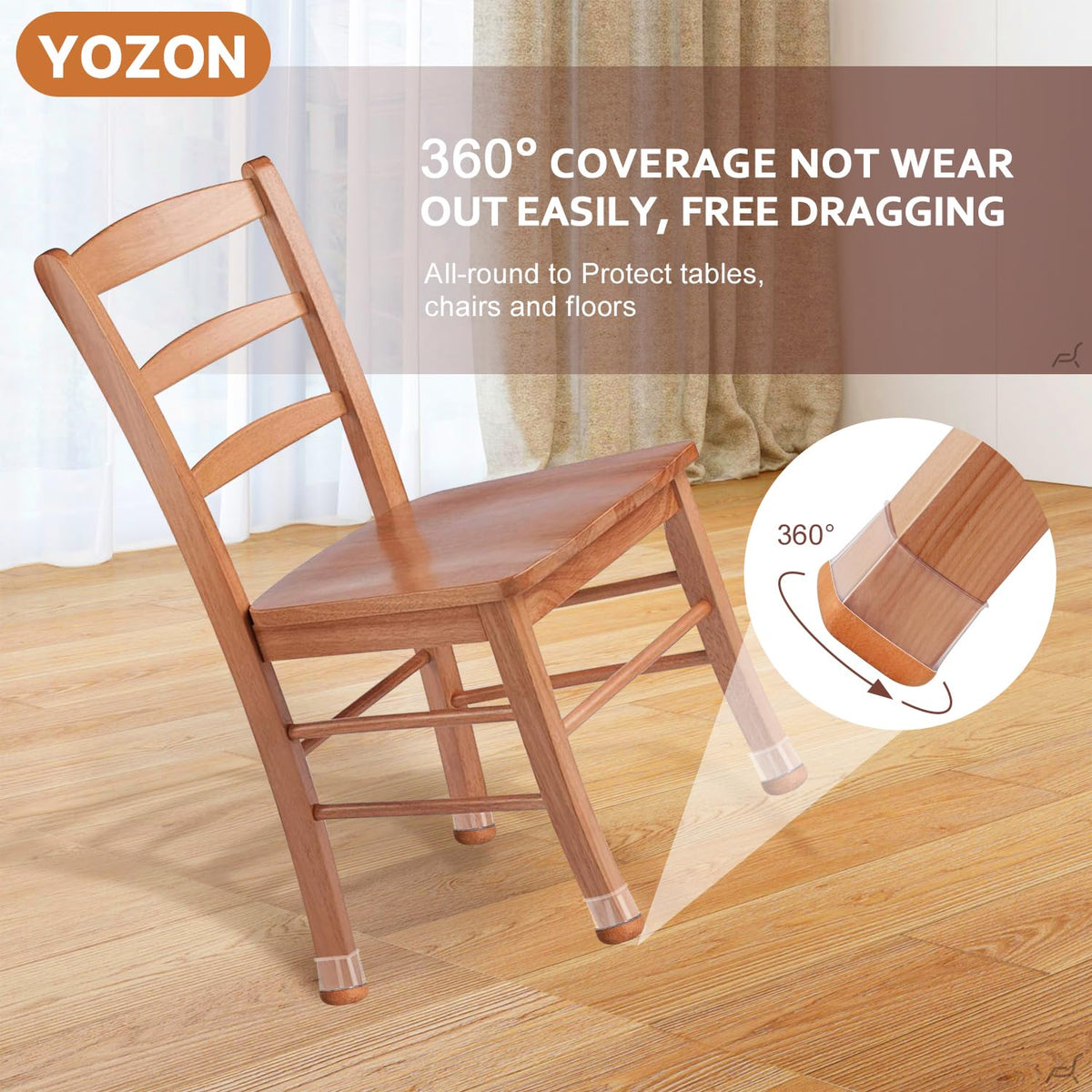 YOZON silicone caps stretch-fit on various legs for quiet, smooth chair movement