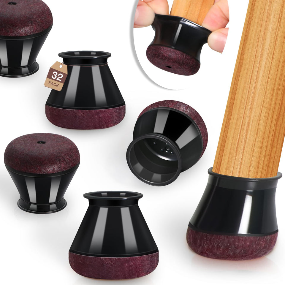 YOZON chair leg protectors with a soft felt base guard hardwood floors against scratches.
