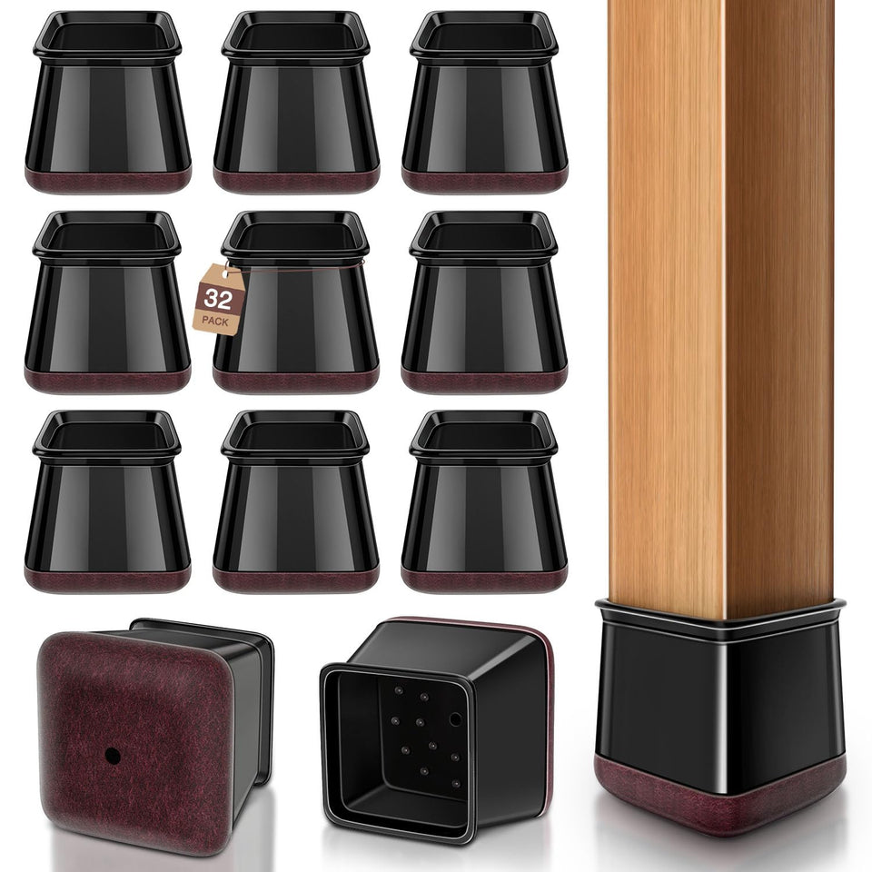 YOZON chair leg protectors with square L fit 27–40mm to prevent scratches