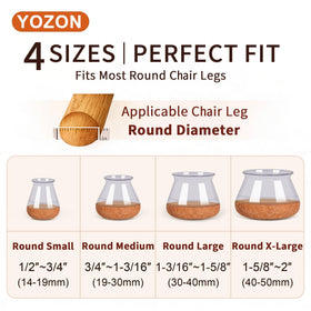 YOZON chair leg protectors suitable for hardwood floors and other hard surfaces.