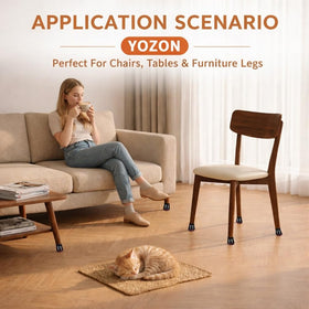 YOZON chair leg protectors on dining chairs reduce scuffs and bump-free movement.