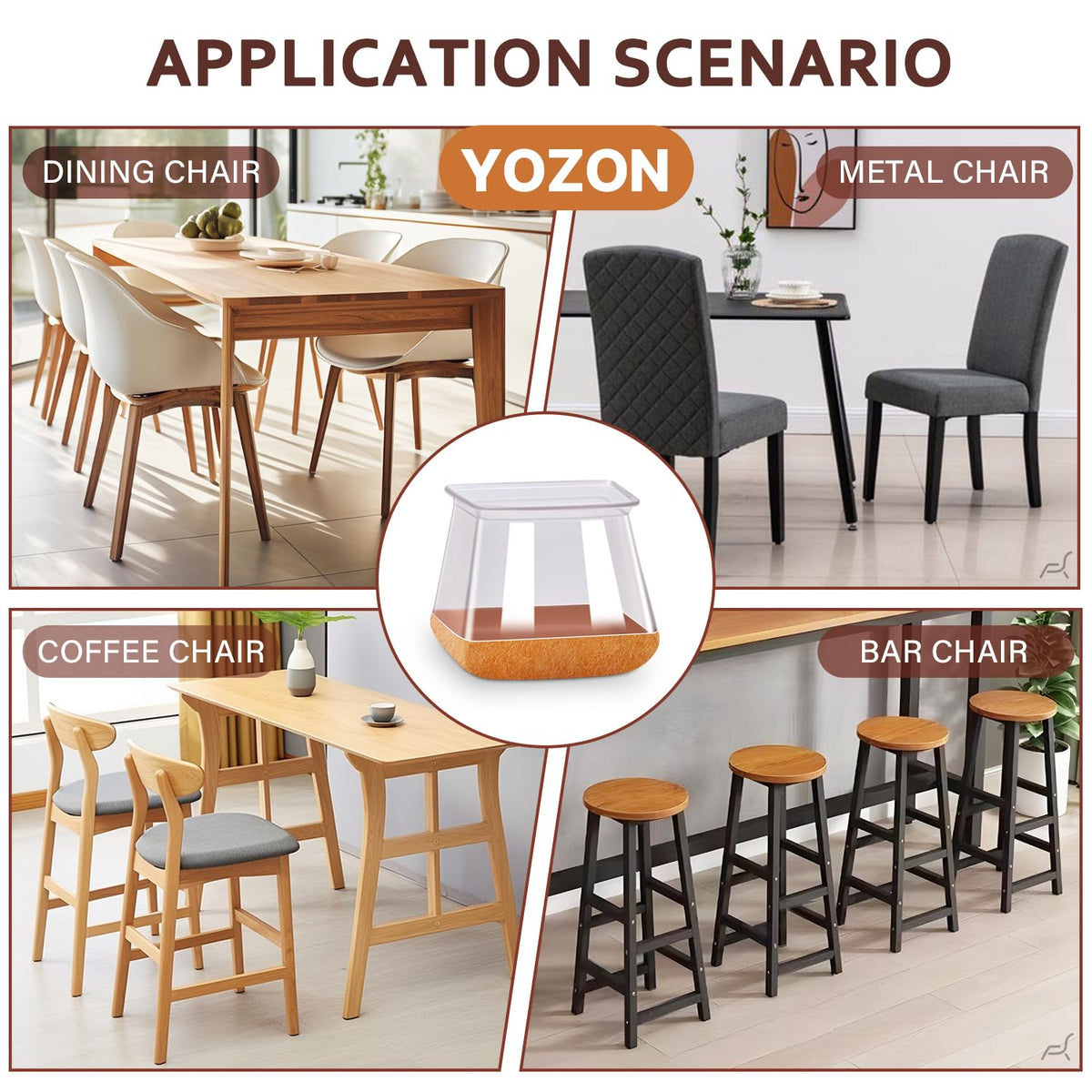 YOZON square protectors promote quiet furniture movement and floor protection.