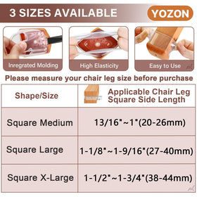 YOZON square chair leg protector clear prevents scratches on tile and laminate floors