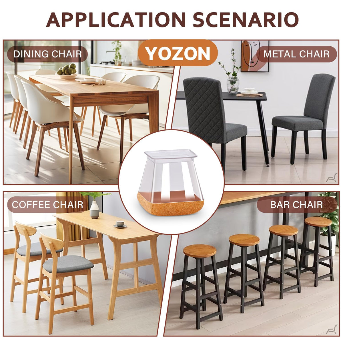 YOZON square chair leg protector clear protects furniture from scuffs during daily use