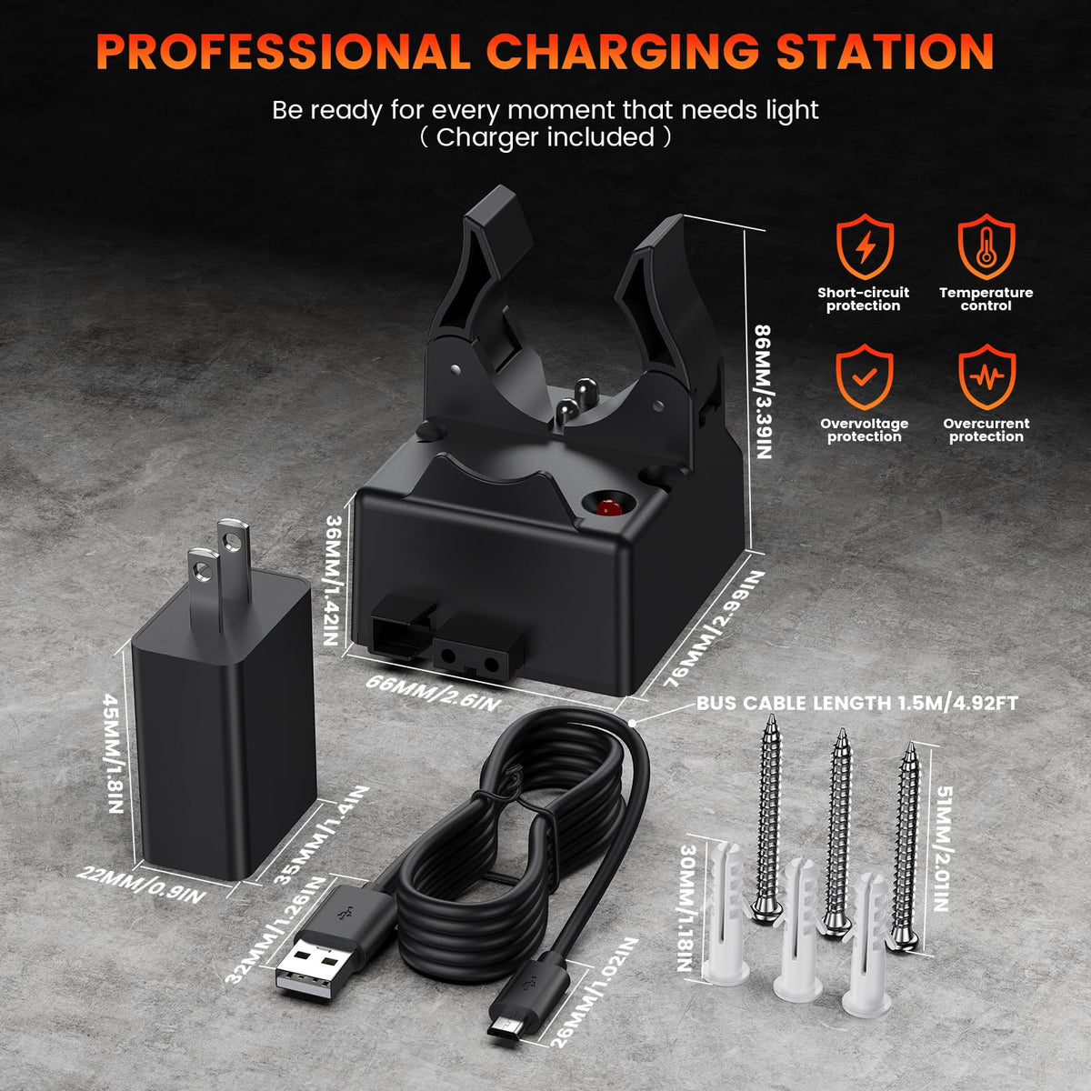 Ypbuziu complete charging kit includes base charger and six mounting screws
