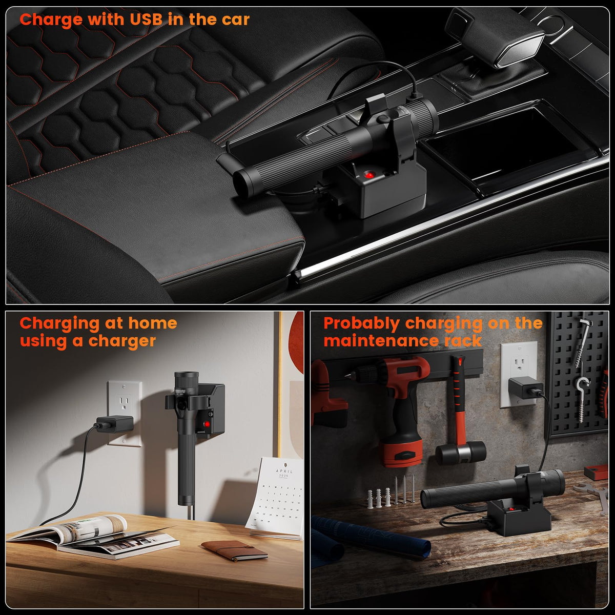 Ypbuziu durable black charger holder for rugged use with Streamlight Stinger