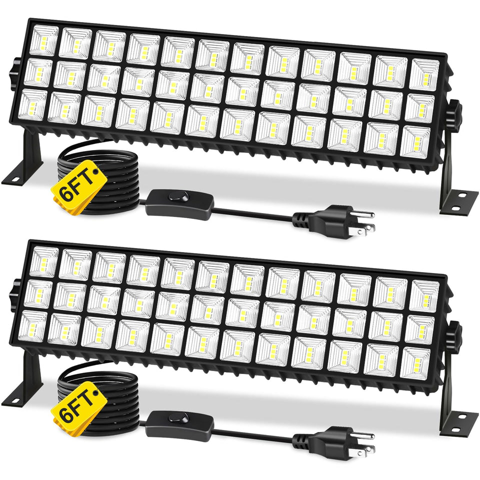YQNLIFA 2Pack 100W Shop Light, 120-degree beam for wide garage illumination.