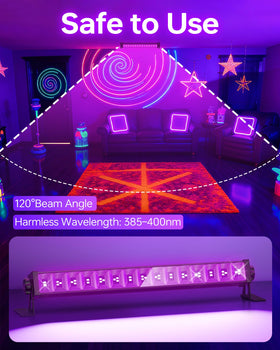 YQNLIFA 4-pack black light bar enhances body paint with vivid fluorescence