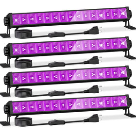 YQNLIFA 4-pack black light bar front view showing even glow for parties