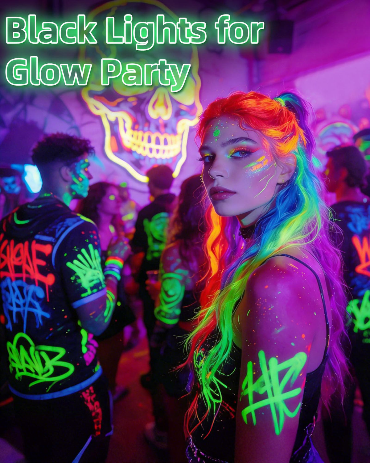YQNLIFA IP66 waterproof black light ideal for outdoor Halloween and events