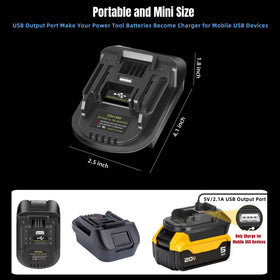 YRGJDCA adapter in-use shows M18-to-Makita connection ease.