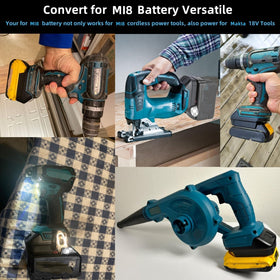 YRGJDCA on-jobsite use illustrates tool battery flexibility.