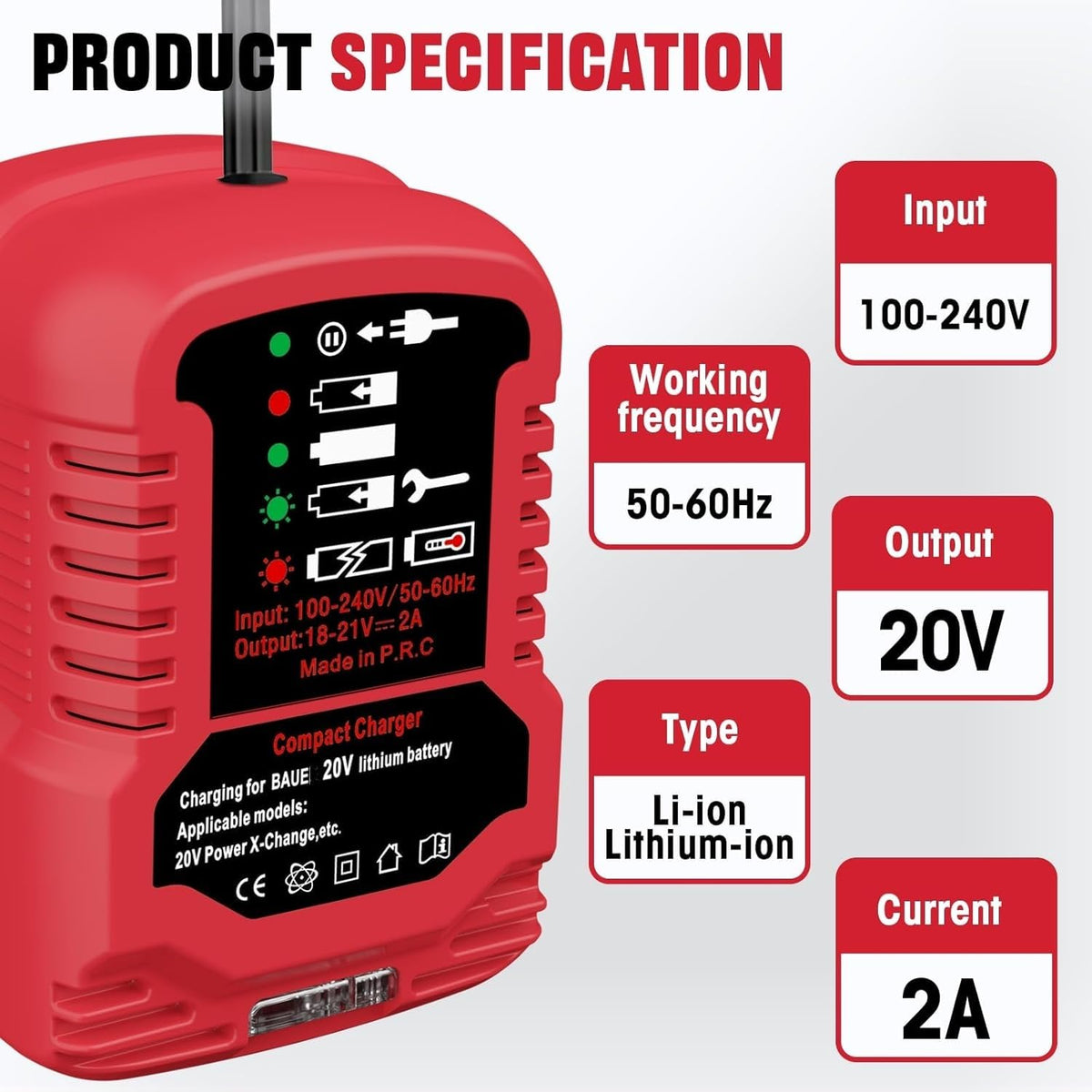 YRGJDCA Bauer 20V charger travel-ready for on-the-go use