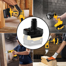 YRGJDCA DeWalt adapter in-use powering a tool on-site.