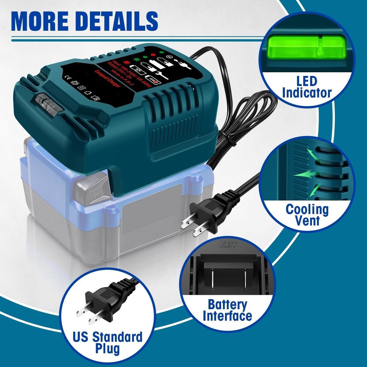 YRGJDCA Kobalt 24V charger close-up highlights durable materials.