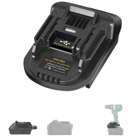YRGJDCA Milwaukee-to-Makita adapter front view for on-site tool compatibility.