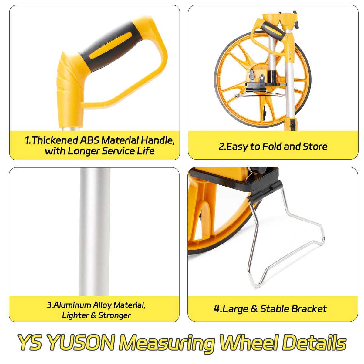 YS YUSON measuring wheel with TPR tires for steady grip on diverse surfaces