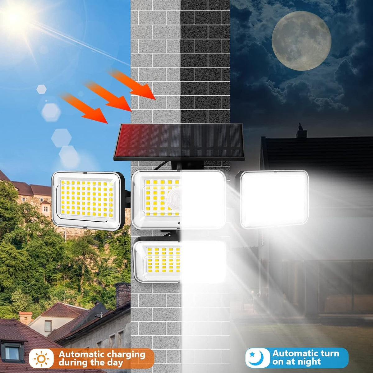 YSEAGA 288 LED brightness for bright yard and patio lighting