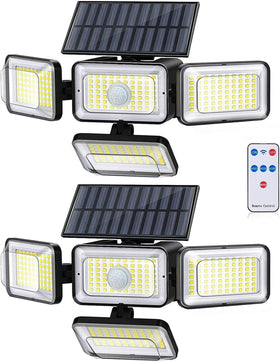 YSEAGA solar flood light with four heads for wide 270° coverage