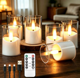 YTRUSTIX rechargeable tea light on table with remote for safe ambiance