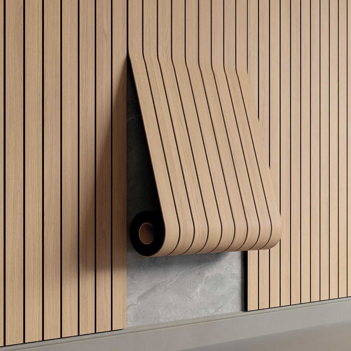 YU LI 3DH panel close-up with wood grain texture for natural warmth
