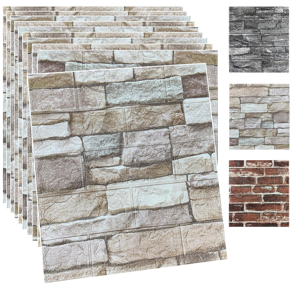 YU LI 3DH rock color 3D wall panel shown with easy peel-and-stick installation.