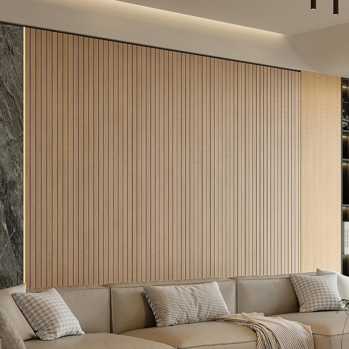 YU LI 3DH wood-look panels installed on a wall for quick refresh