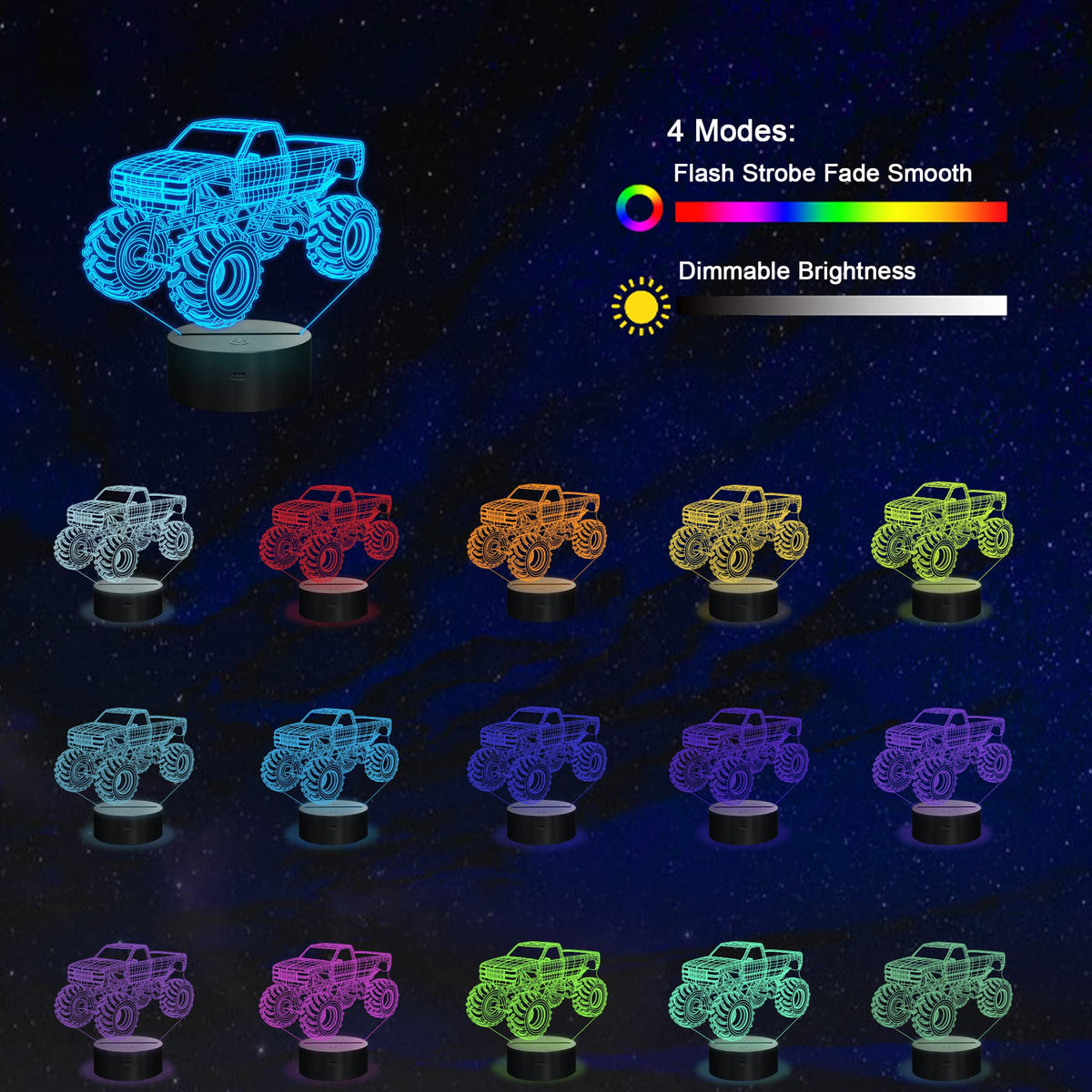 YuanDian 3D Night Light acrylic sheet creates a vivid truck illusion