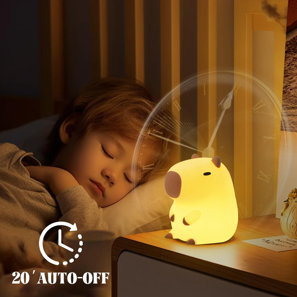 YuanDian Capybara night light battery-powered for portable overnight use.