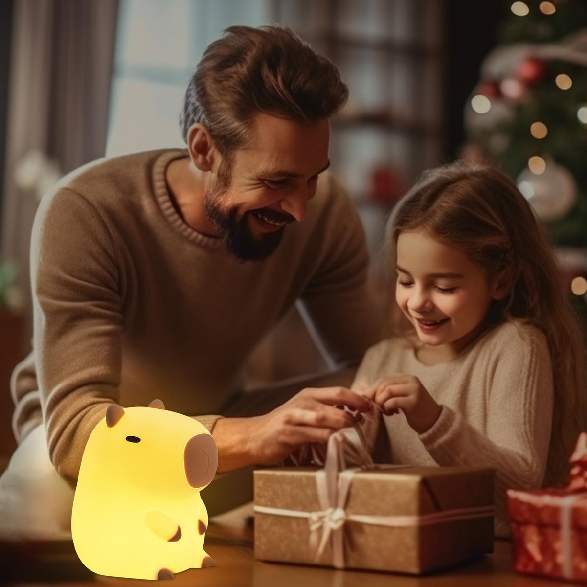 YuanDian Capybara night light’s squeezable silicone is toddler-friendly.