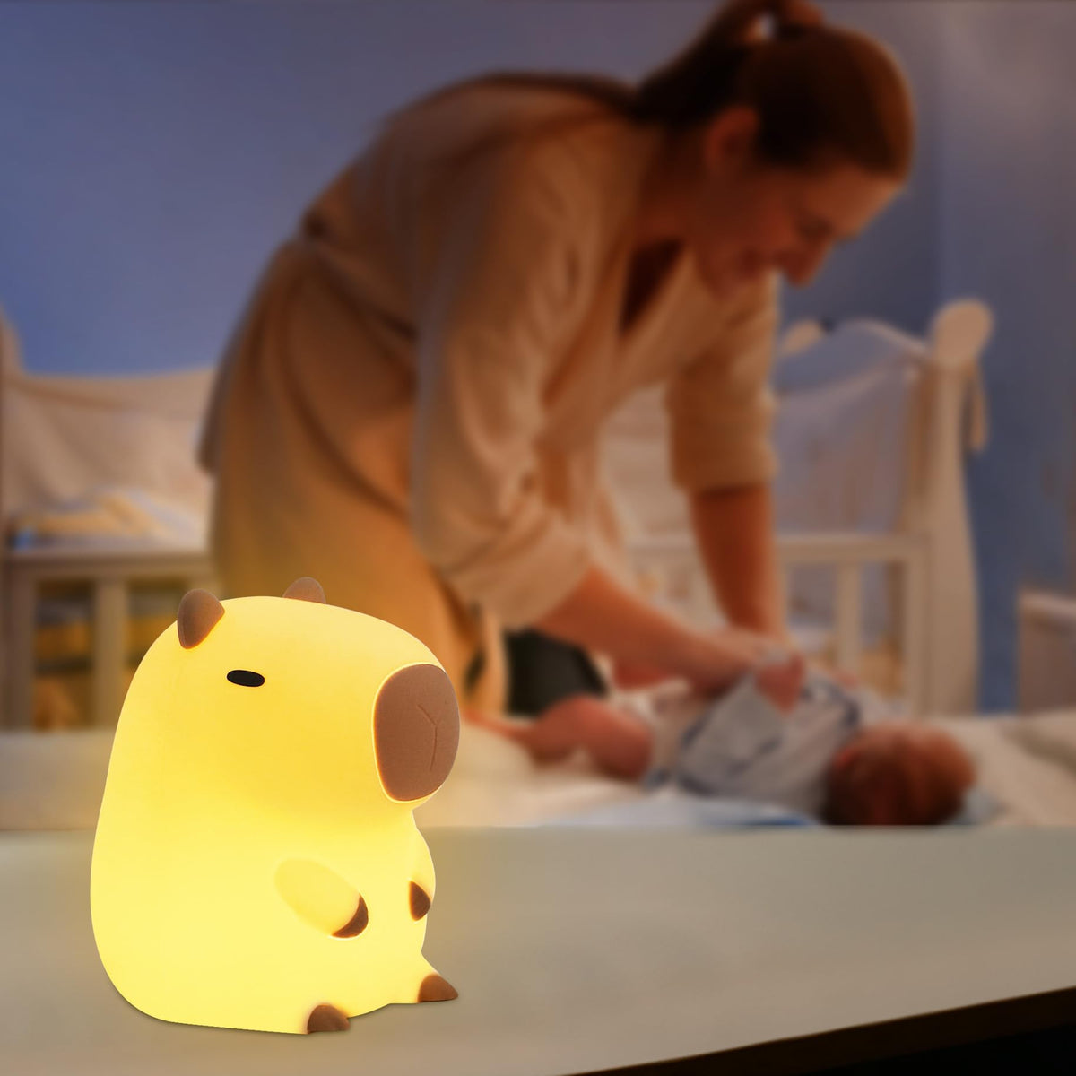 YuanDian Capybara night light offers warm and bright modes for mood settings.