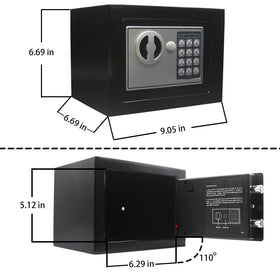 Yuanshikj powder-coated finish resists wear and corrosion on a compact safe.